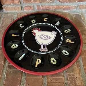 Becky Denny Cockadoodle Ceramic Egg Platter